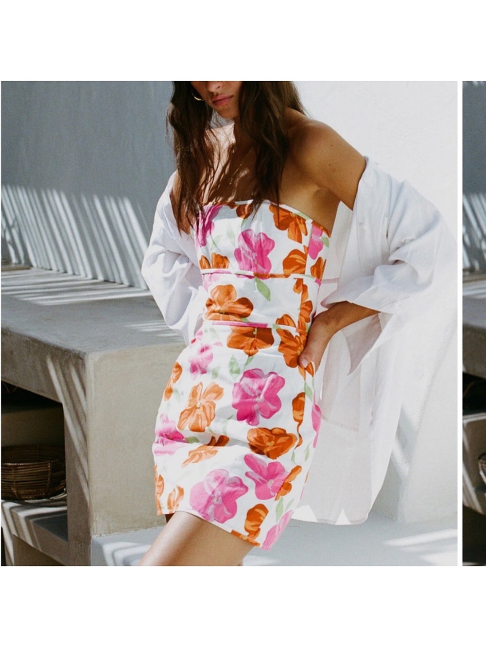 Sabo Skirt Aziza Strapless Floral Mini Dress Small